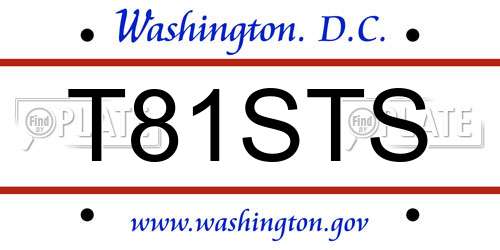 T81STS District Of Columbia License Plate