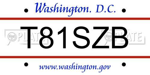T81SZB District Of Columbia License Plate