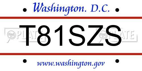 T81SZS District Of Columbia License Plate