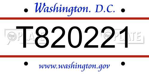 T820221 District Of Columbia License Plate