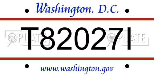 T82027I District Of Columbia License Plate