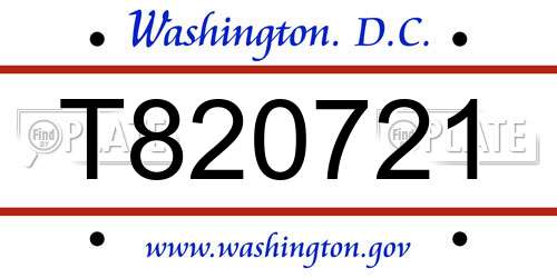T820721 District Of Columbia License Plate