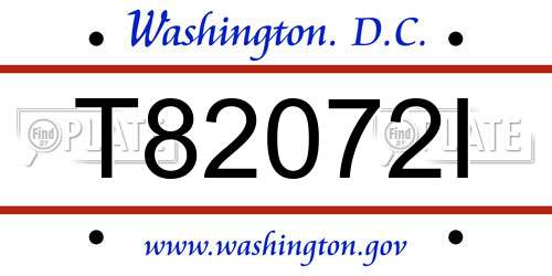 T82072I District Of Columbia License Plate