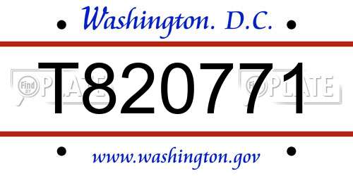 T820771 District Of Columbia License Plate