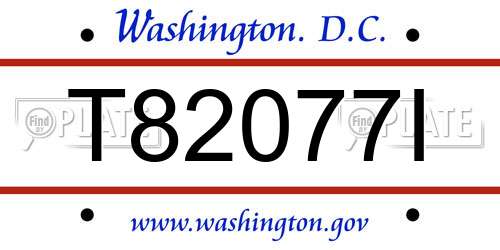 T82077I District Of Columbia License Plate