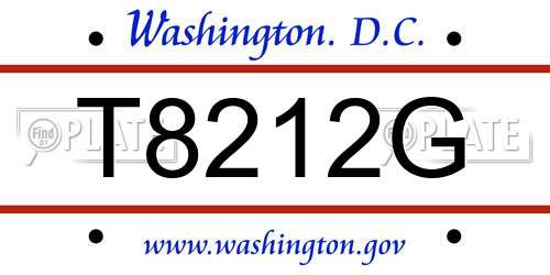 T8212G District Of Columbia License Plate