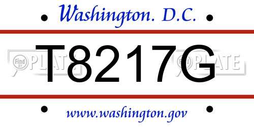 T8217G District Of Columbia License Plate