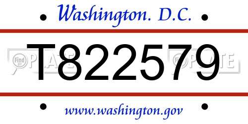 T822579 District Of Columbia License Plate
