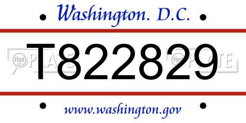 T822829 District Of Columbia License Plate