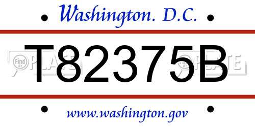 T82375B District Of Columbia License Plate