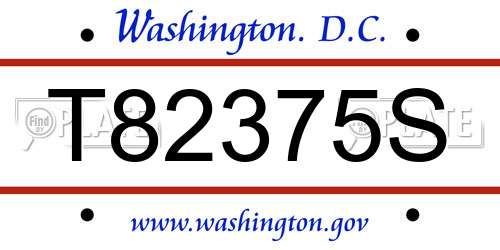 T82375S District Of Columbia License Plate