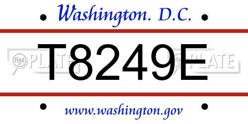T8249E District Of Columbia License Plate