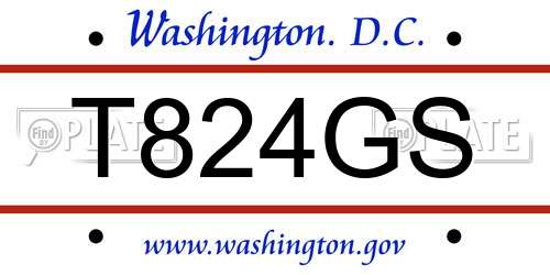 T824GS District Of Columbia License Plate