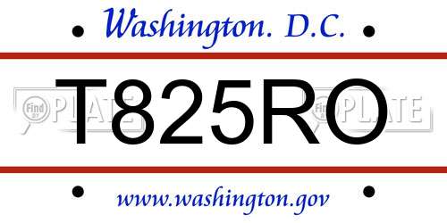T825RO District Of Columbia License Plate