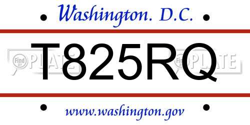 T825RQ District Of Columbia License Plate