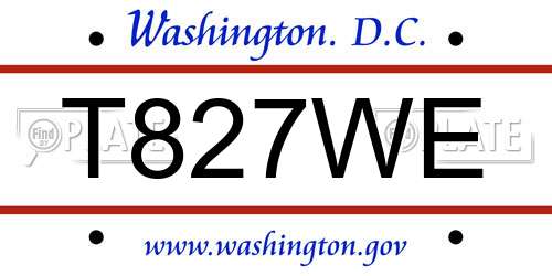 T827WE District Of Columbia License Plate