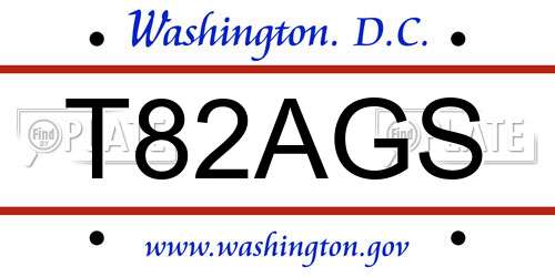 T82AGS District Of Columbia License Plate