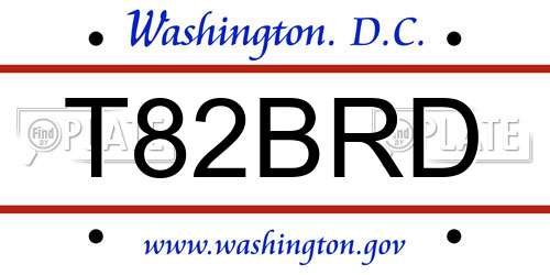 T82BRD District Of Columbia License Plate