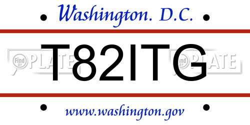 T82ITG District Of Columbia License Plate