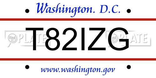 T82IZG District Of Columbia License Plate