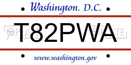 T82PWA District Of Columbia License Plate