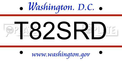 T82SRD District Of Columbia License Plate