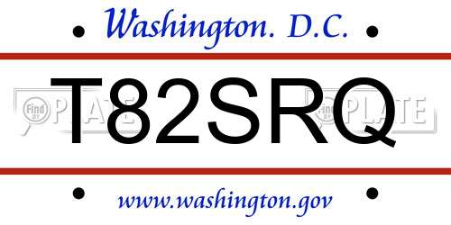 T82SRQ District Of Columbia License Plate