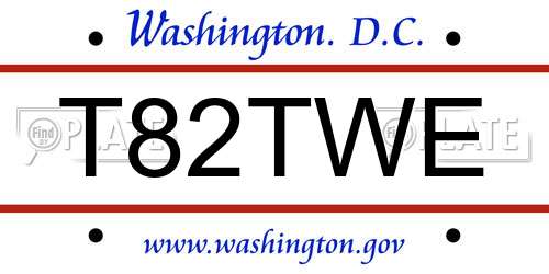 T82TWE District Of Columbia License Plate