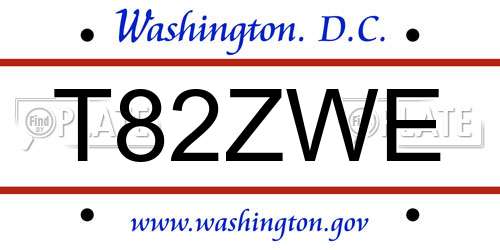 T82ZWE District Of Columbia License Plate