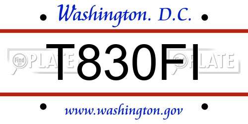 T830FI District Of Columbia License Plate
