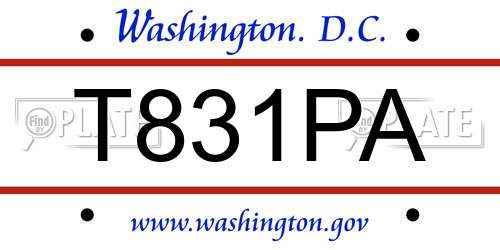 T831PA District Of Columbia License Plate