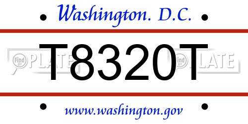 T8320T District Of Columbia License Plate