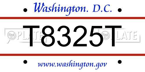 T8325T District Of Columbia License Plate