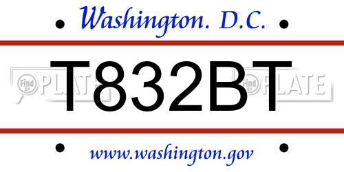 T832BT District Of Columbia License Plate