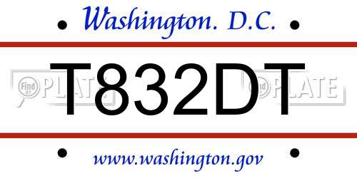 T832DT District Of Columbia License Plate