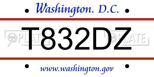 T832DZ District Of Columbia License Plate