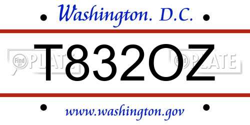 T832OZ District Of Columbia License Plate