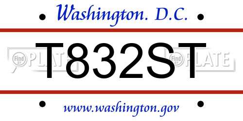 T832ST District Of Columbia License Plate
