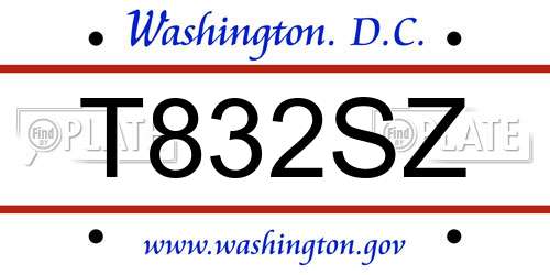 T832SZ District Of Columbia License Plate
