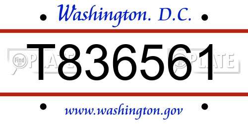 T836561 District Of Columbia License Plate
