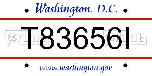 T83656I District Of Columbia License Plate