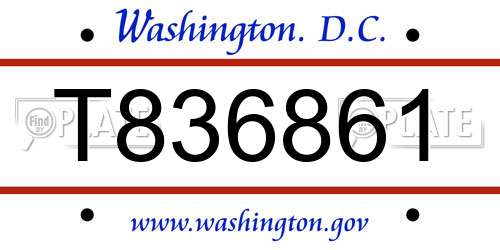 T836861 District Of Columbia License Plate