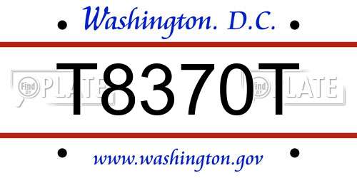 T8370T District Of Columbia License Plate