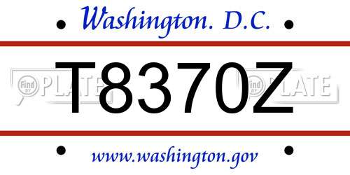 T8370Z District Of Columbia License Plate
