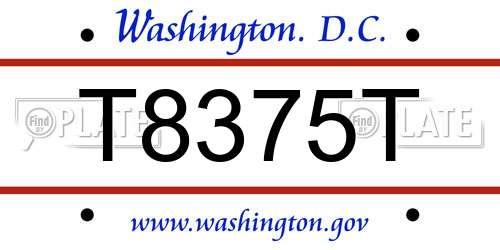 T8375T District Of Columbia License Plate