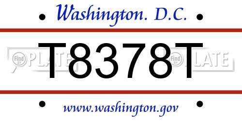 T8378T District Of Columbia License Plate