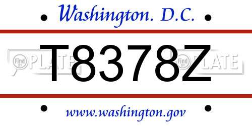 T8378Z District Of Columbia License Plate