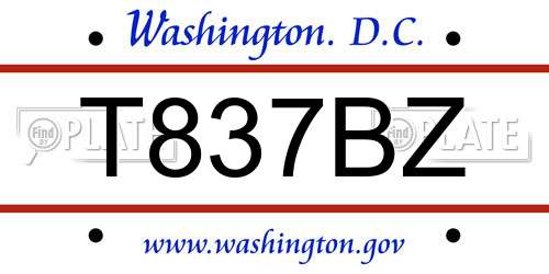 T837BZ District Of Columbia License Plate