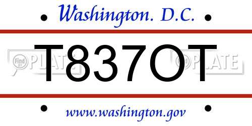 T837OT District Of Columbia License Plate