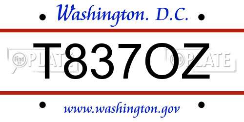 T837OZ District Of Columbia License Plate
